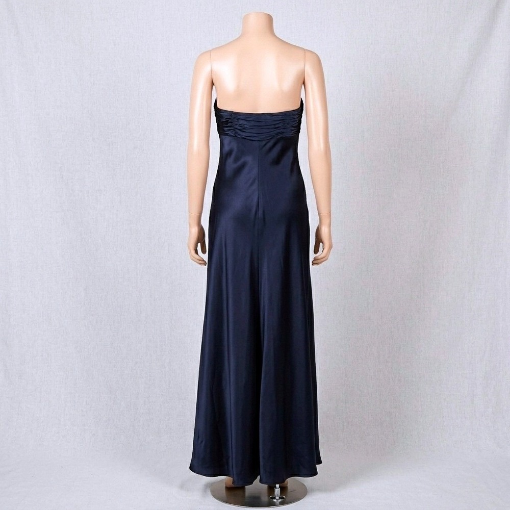 Laundry by Shelli Segal Navy Silk Strapless Maxi Dress Size 2 Gown Gala Formal - Picture 2 of 11